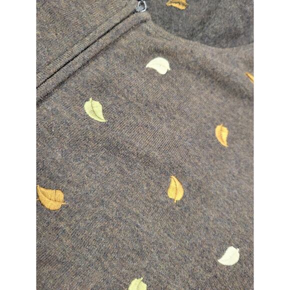 Foxcroft Women's Full Zip Cardigan Sweater Brown Leaves Size XL - Picture 2 of 4